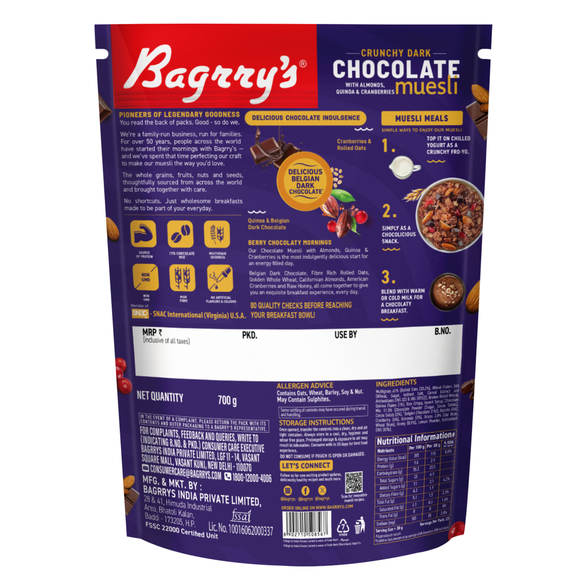 Chocolate Muesli – Chocolate, Cranberries, Quinoa