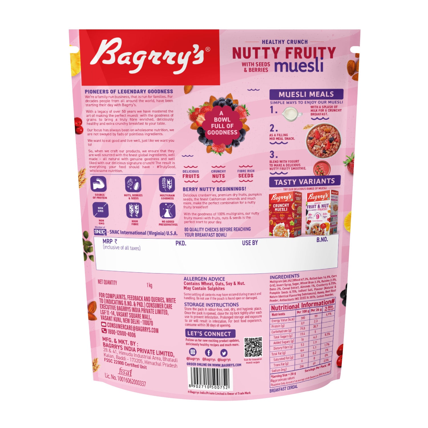 Crunchy Nutty Fruity Muesli - Seeds, Berries