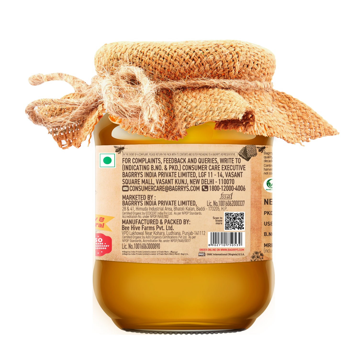 Organic Honey - Raw & Natural, 500g