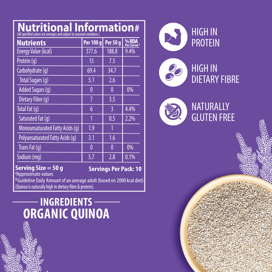 Organic Quinoa - Gluten Free, 500g