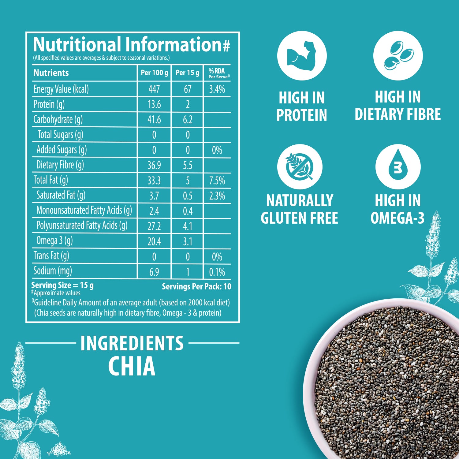 Organic Chia Seeds, 150g
