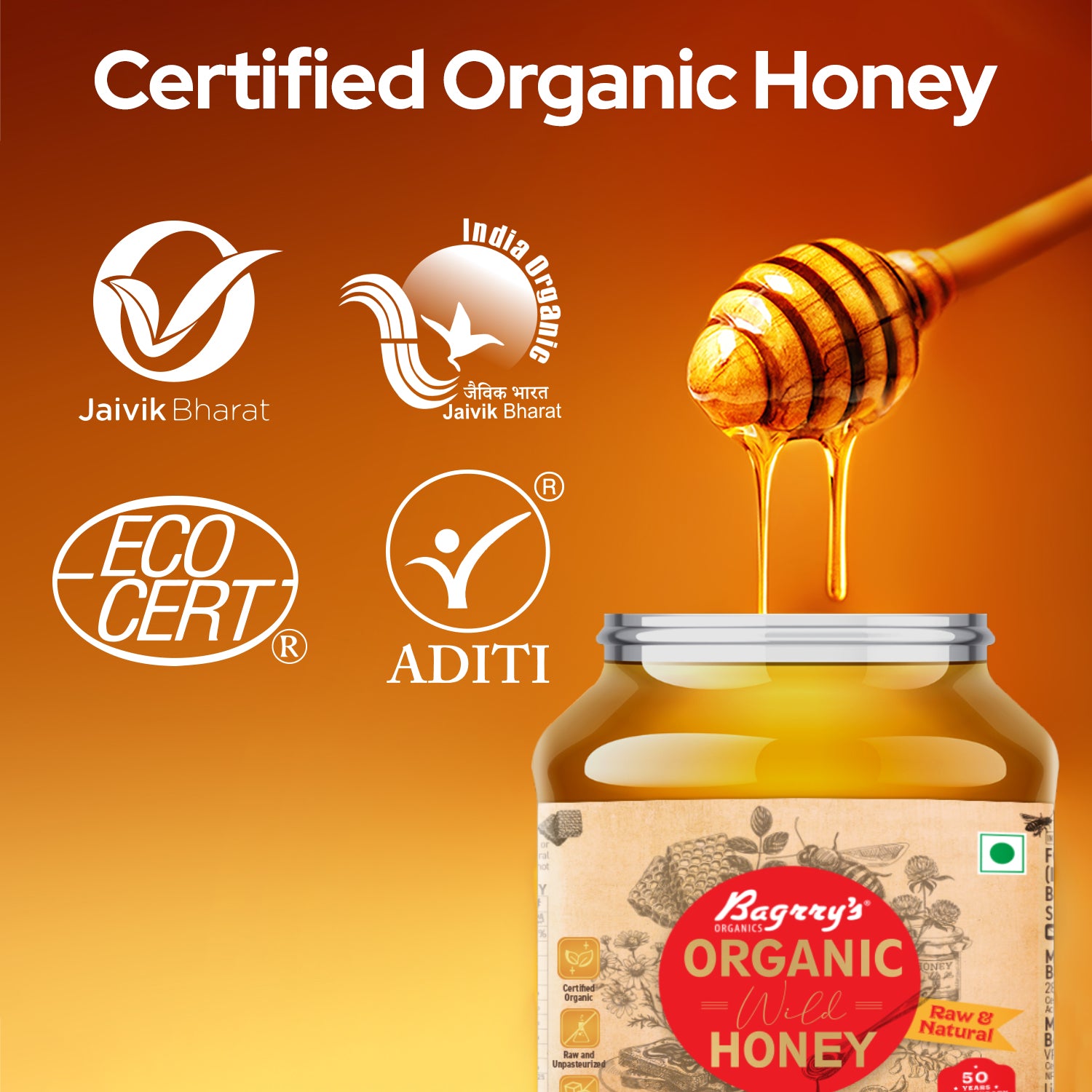 Organic Honey - Raw & Natural, 500g
