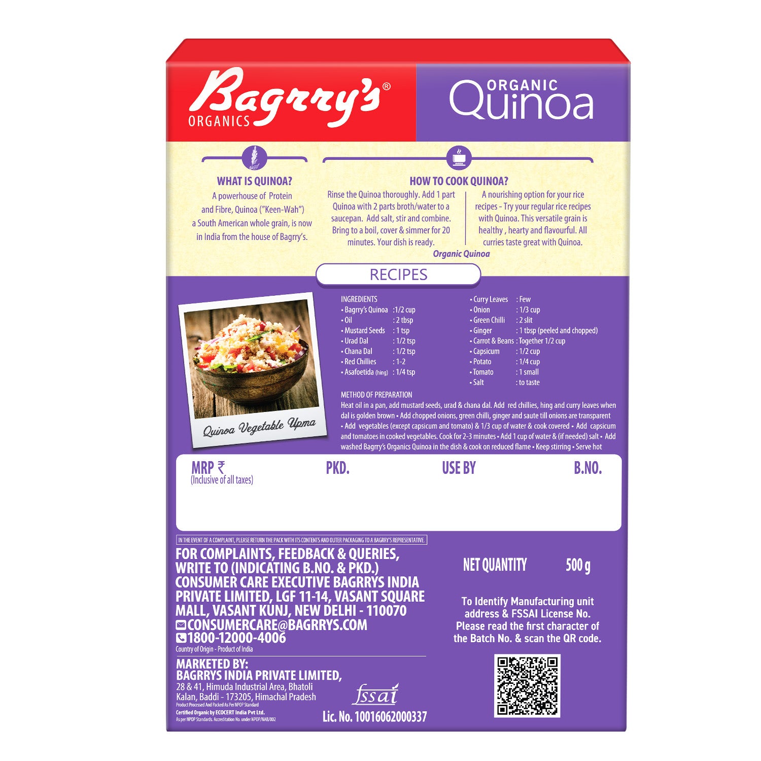 Organic Quinoa - Gluten Free, 500g