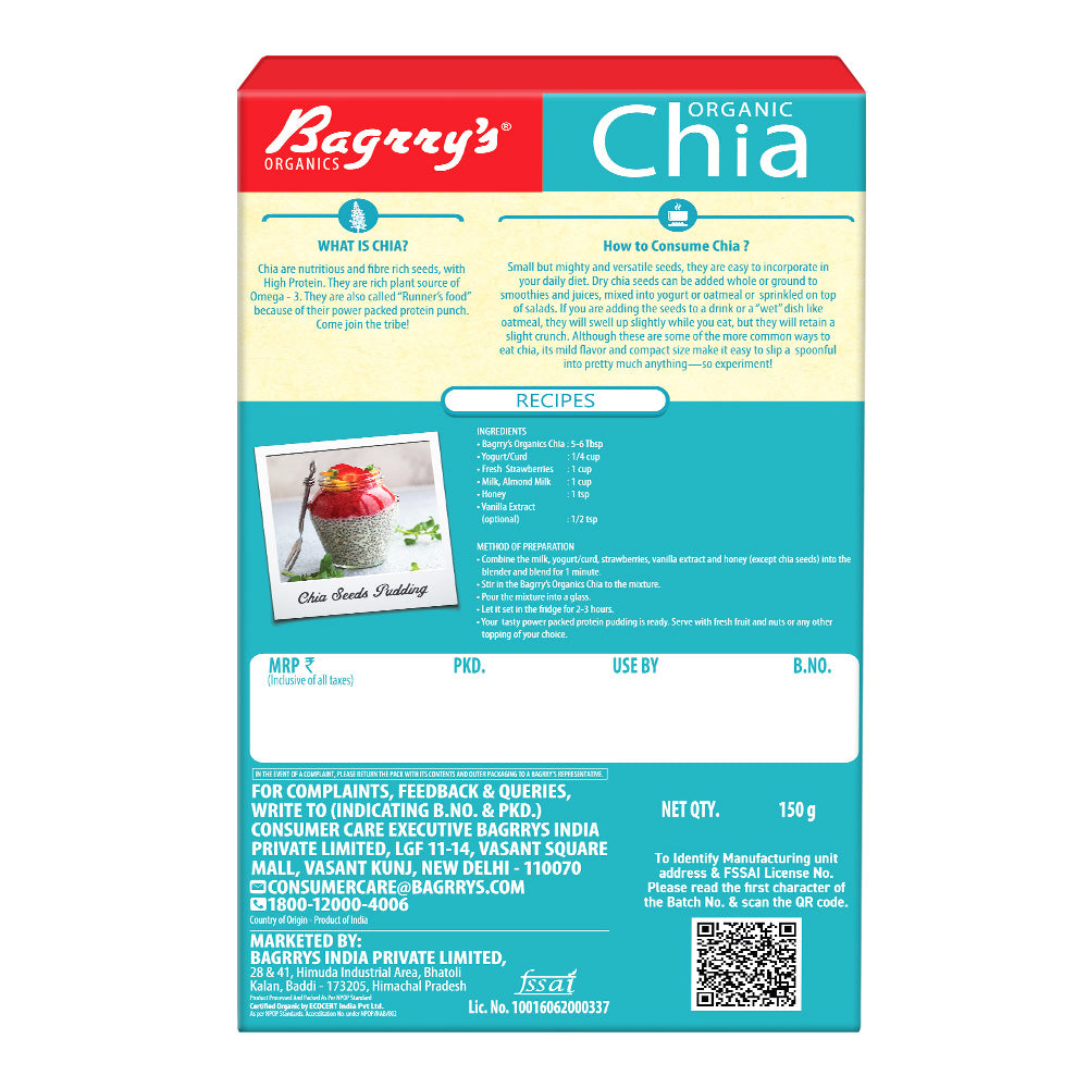 Organic Chia Seeds, 150g