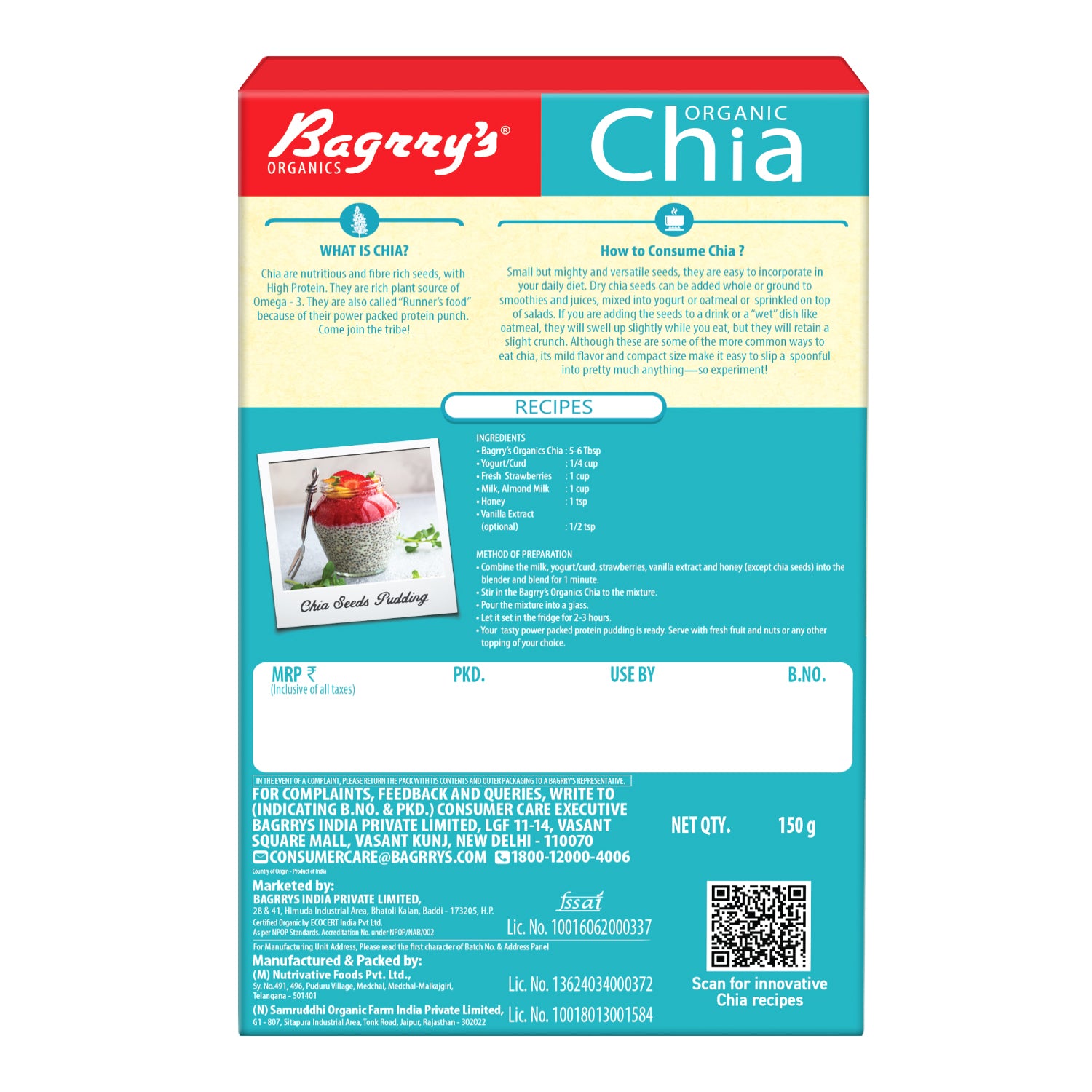 Organic Chia Seeds, 150g