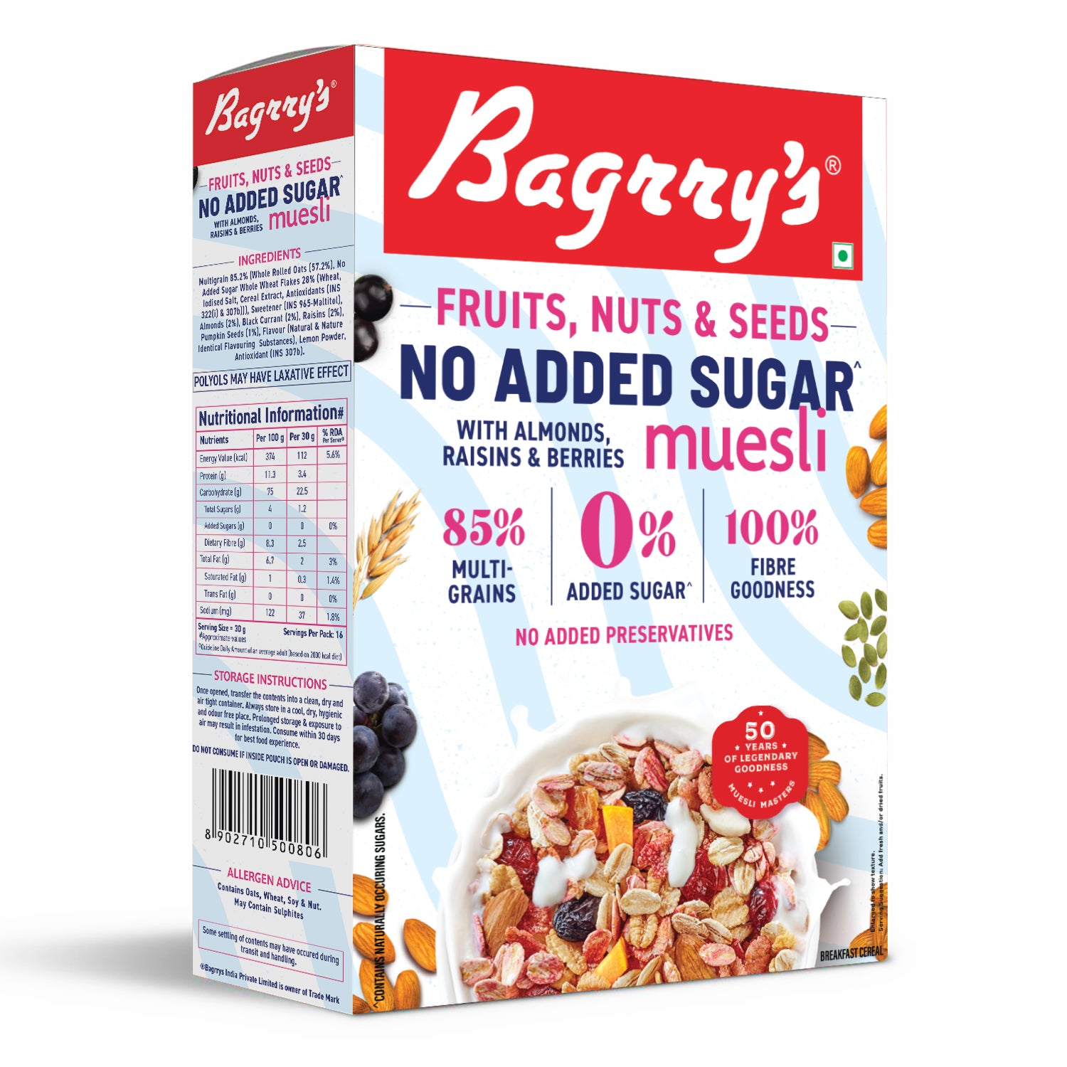 No Added Sugar Muesli- Fruits, Nuts & Seeds