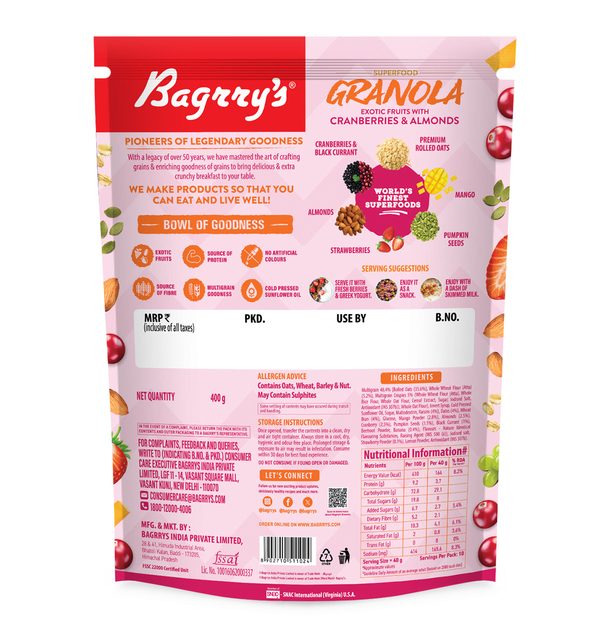 Exotic Fruits Granola - 13 Superfoods, 400g