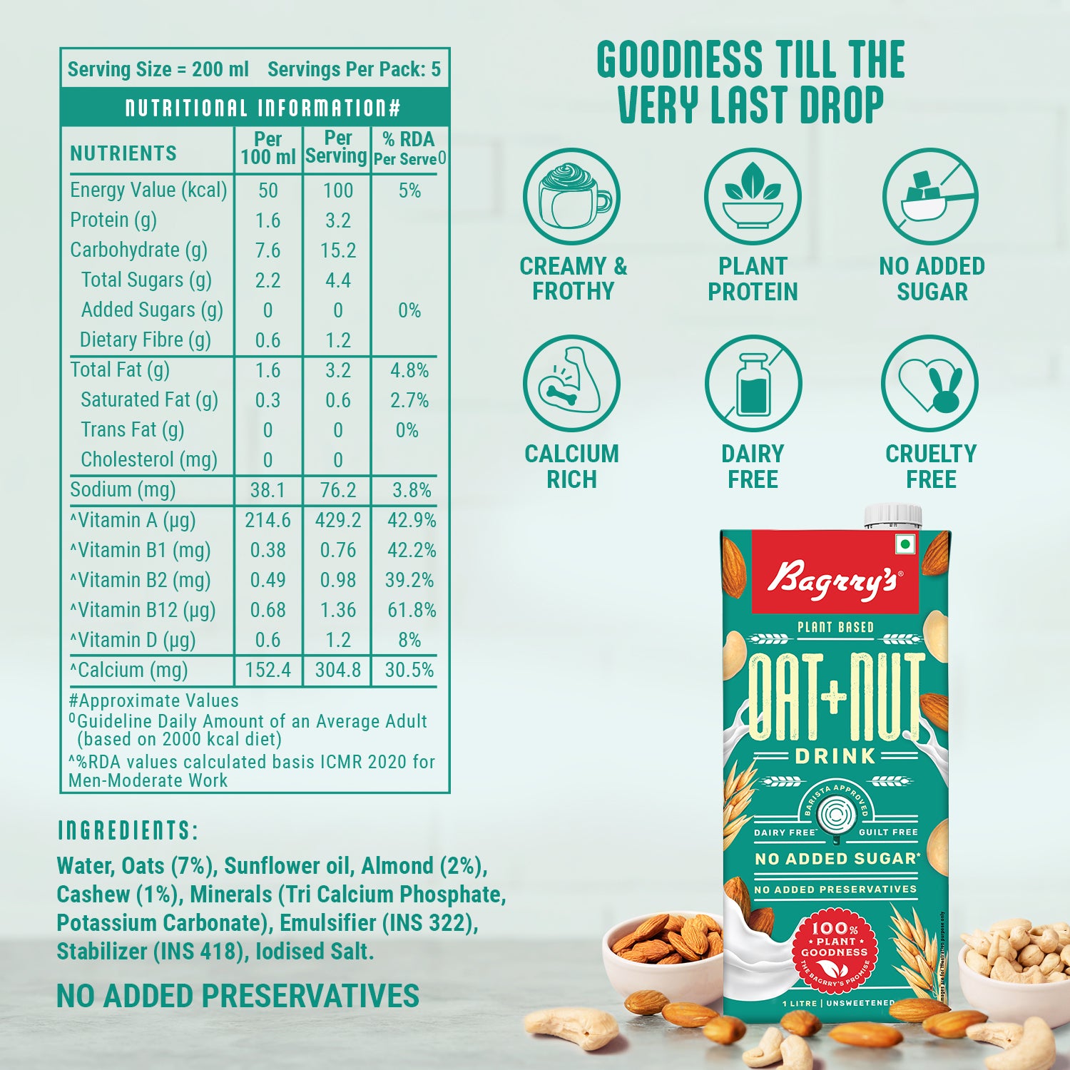 Plant Based Oat + Nut Drink 1 Liter