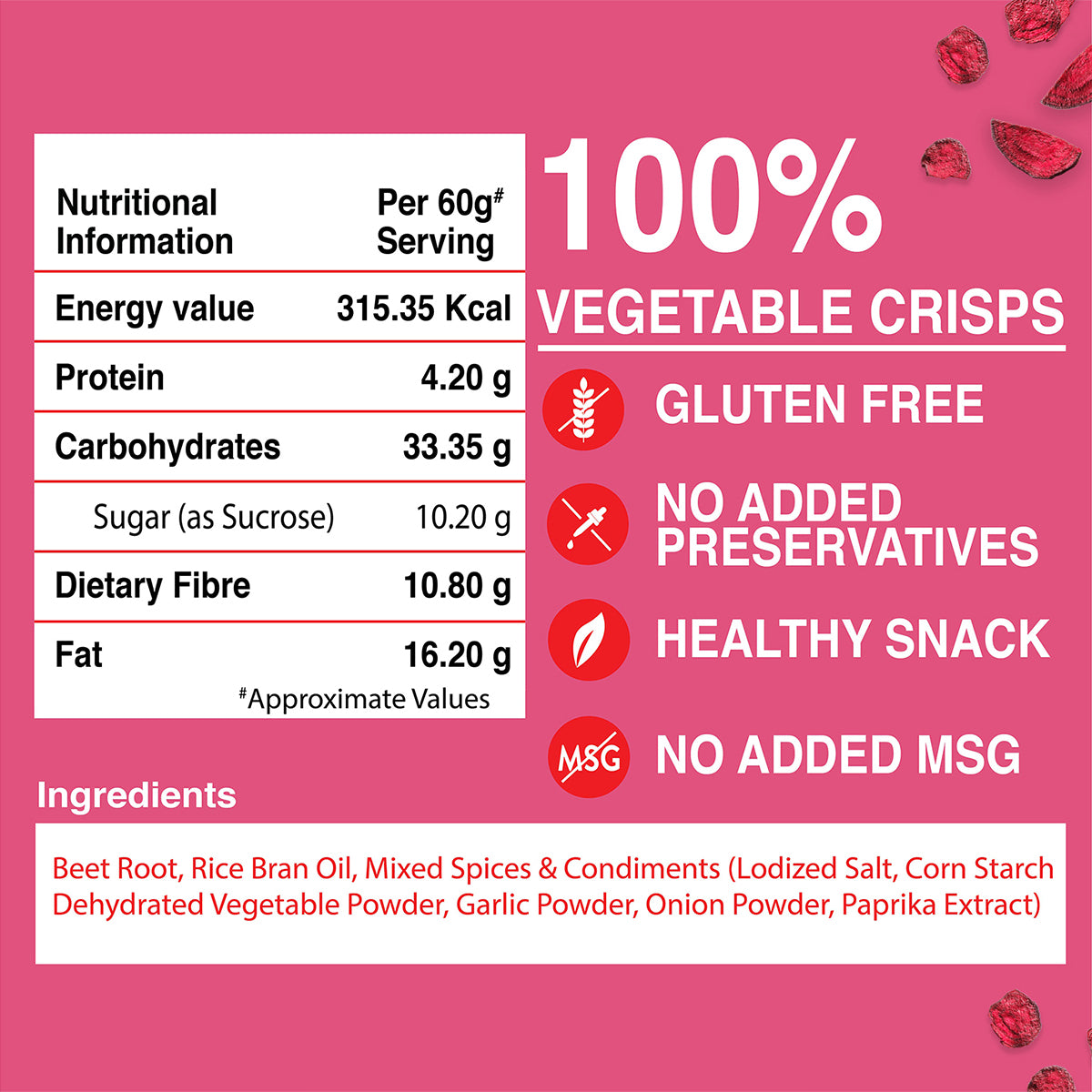 Crunchy Beetroot Chips with Spicy Paprika (Pack of 3)