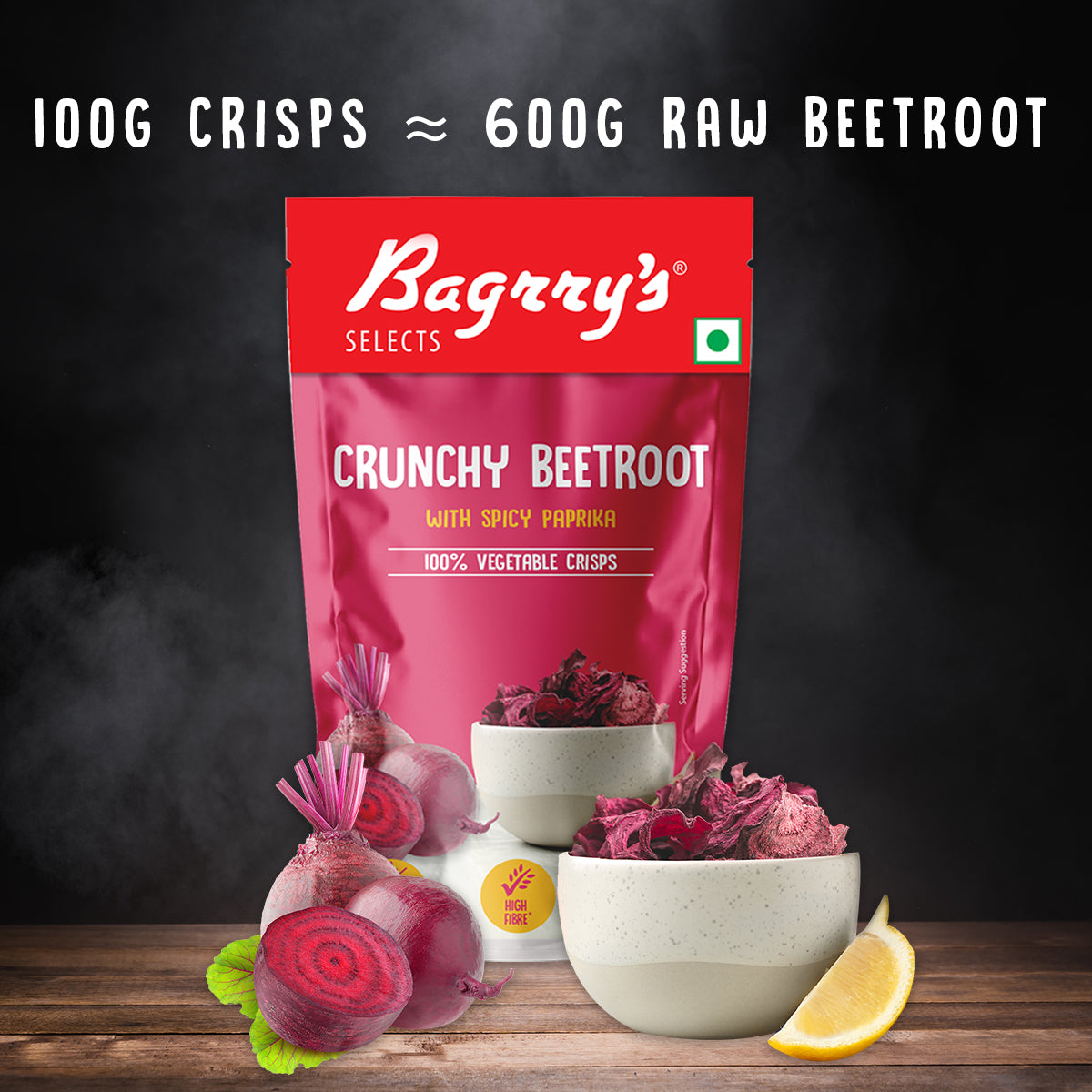 Crunchy Beetroot Chips with Spicy Paprika (Pack of 3)