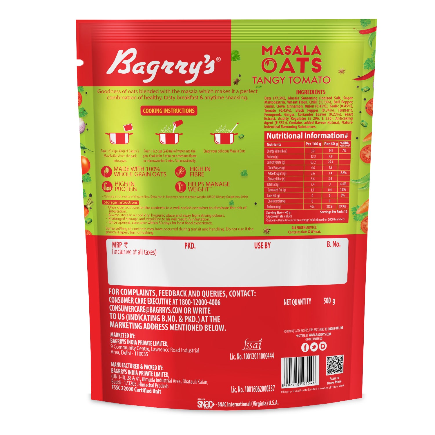 Masala Oats - Tangy Tomato