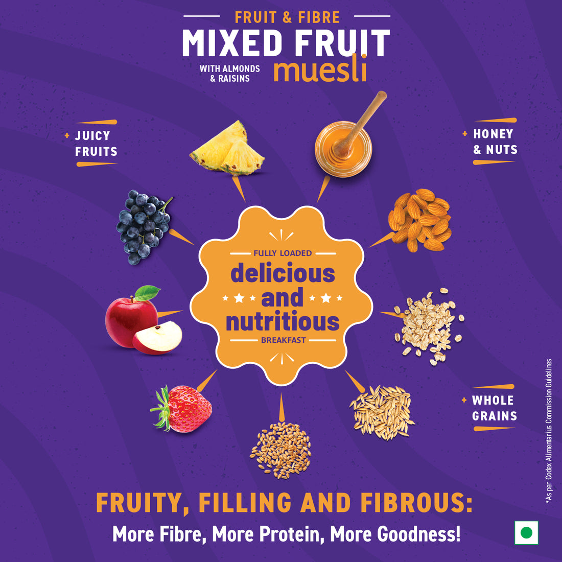Mixed Fruit Muesli, Fruit &amp; Fibre with Almonds &amp; Raisins
