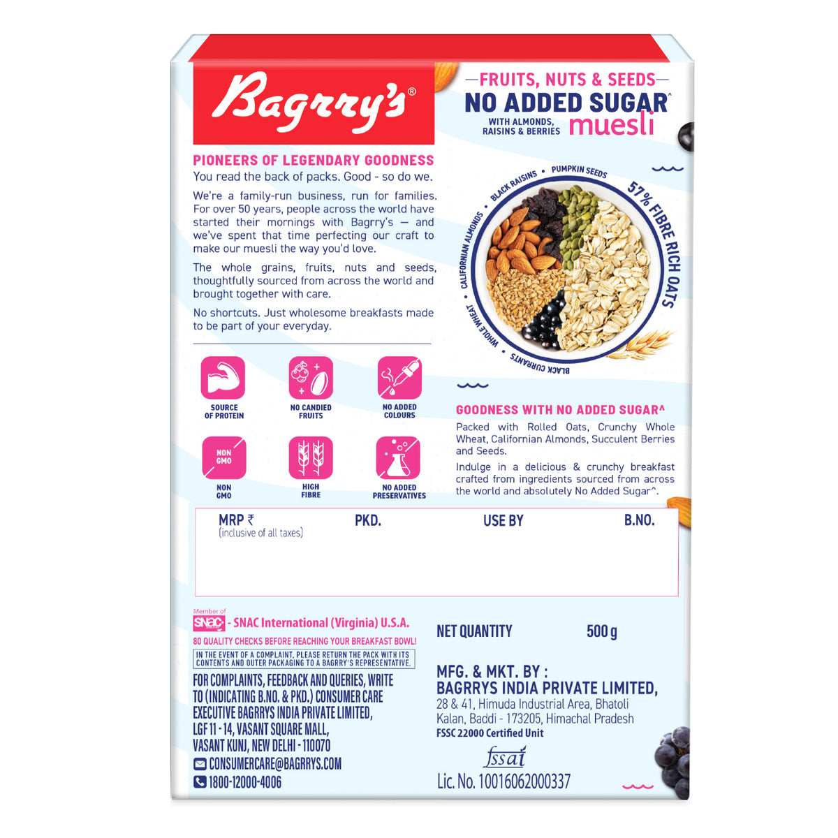 No Added Sugar Muesli- Fruits, Nuts &amp; Seeds