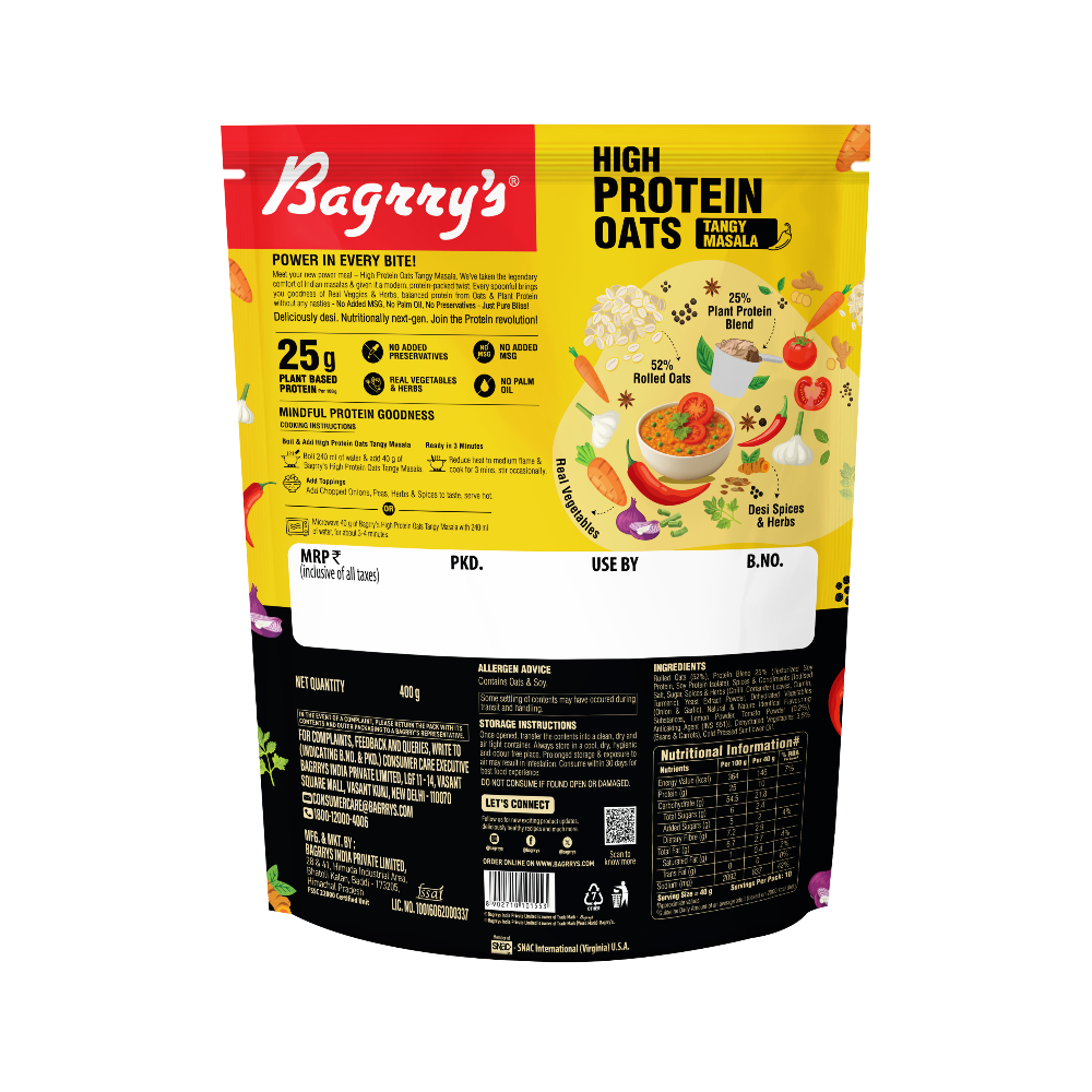 High Protein Oats - Tangy Masala 400g Pouch