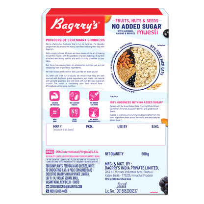 No Added Sugar Muesli- Fruits, Nuts &amp; Seeds