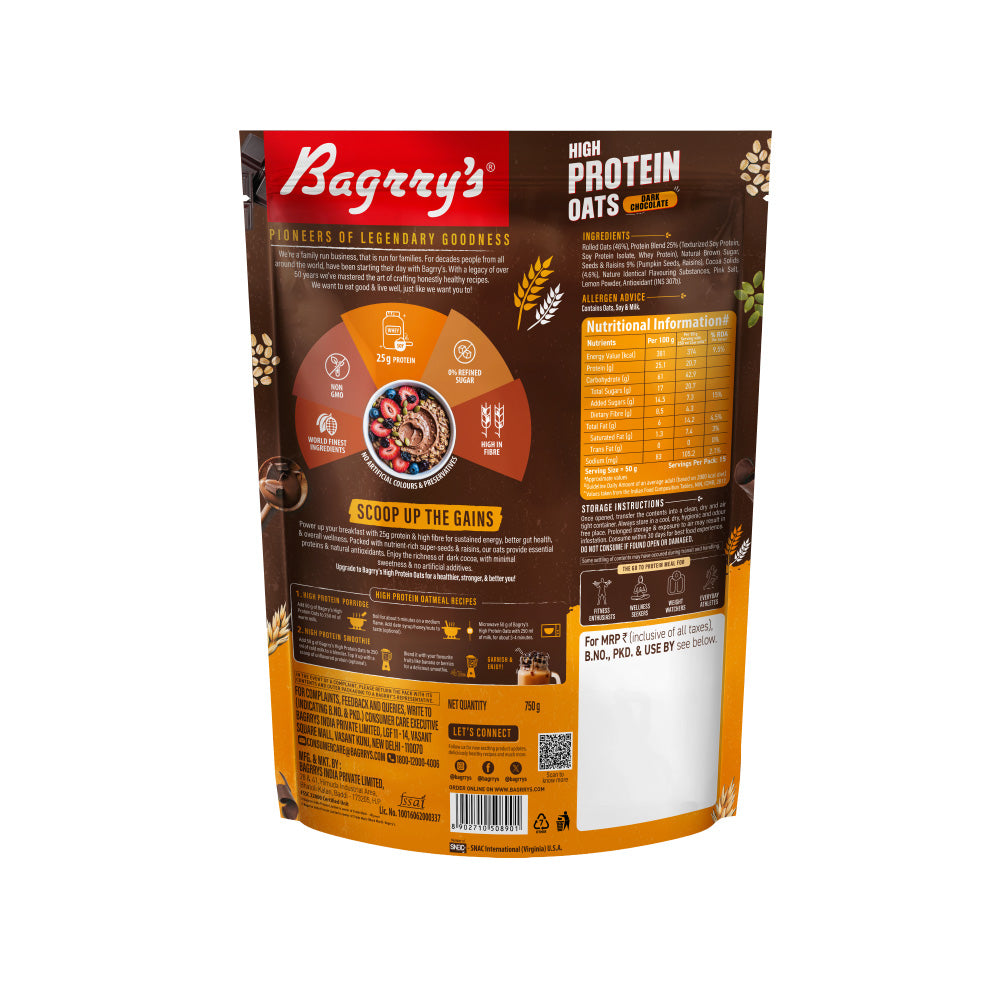 High Protein Oats 750g Pouch- 25g Protein