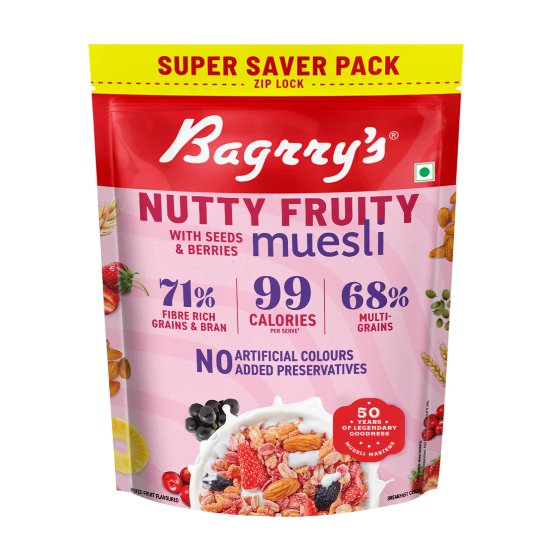 Crunchy Nutty Fruity Muesli - Seeds, Berries