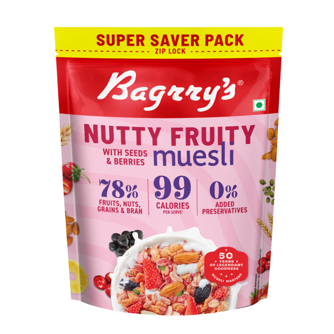 Crunchy Nutty Fruity Muesli - Seeds, Berries