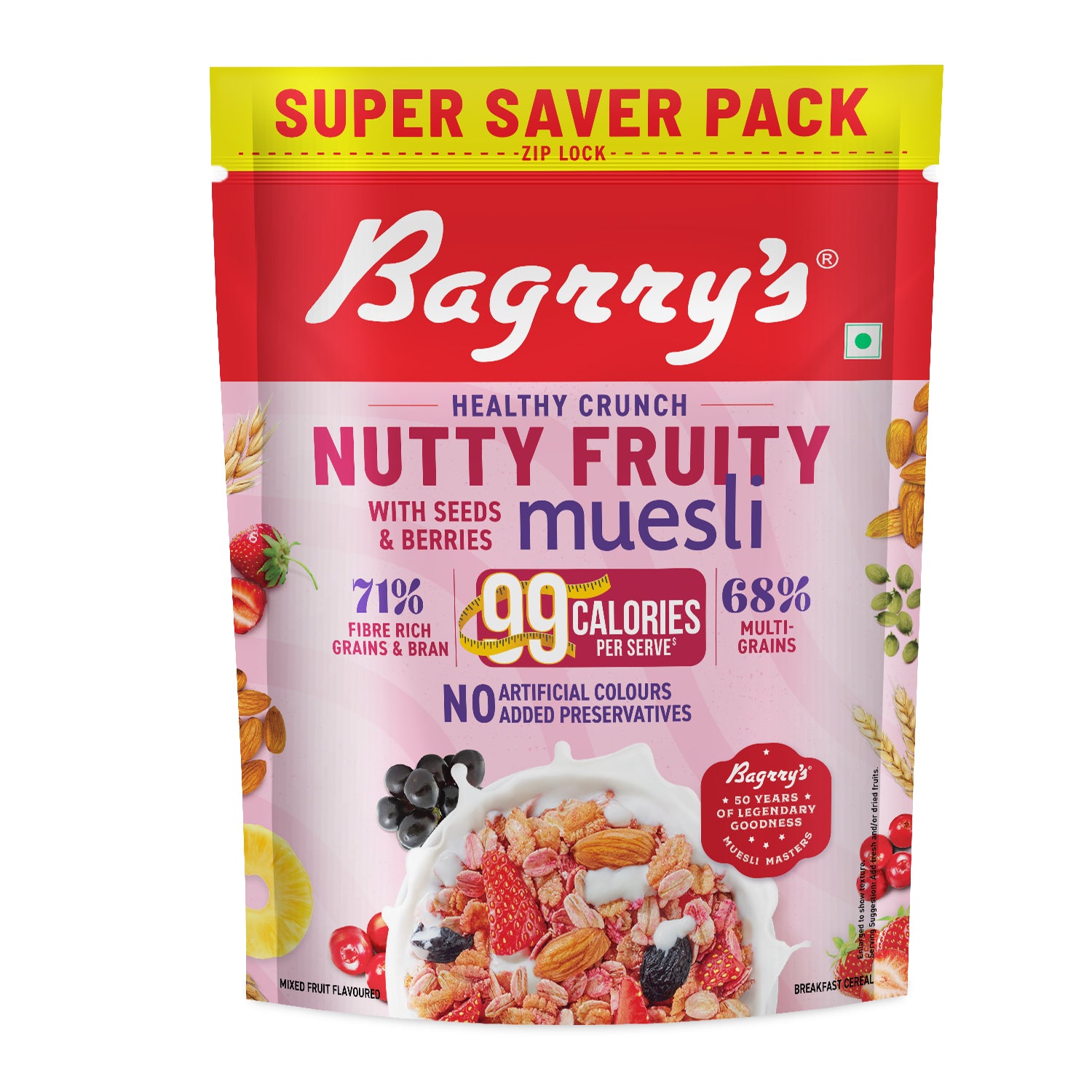 Crunchy Nutty Fruity Muesli - Seeds, Berries