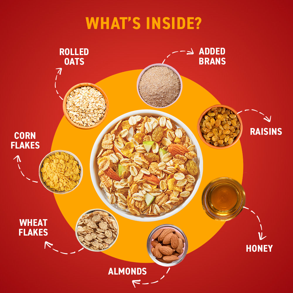 Bagrry’s Breakfast Combo – Crunchy Muesli (Almonds, Raisins &amp; Honey) 425g + Almond Drink 1000ml