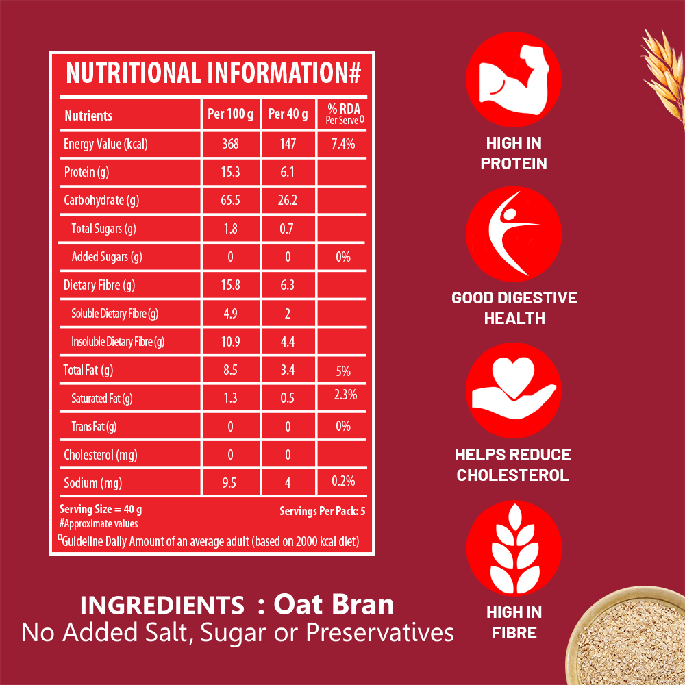 Oat Bran - High Fibre, Helps Manage Weight