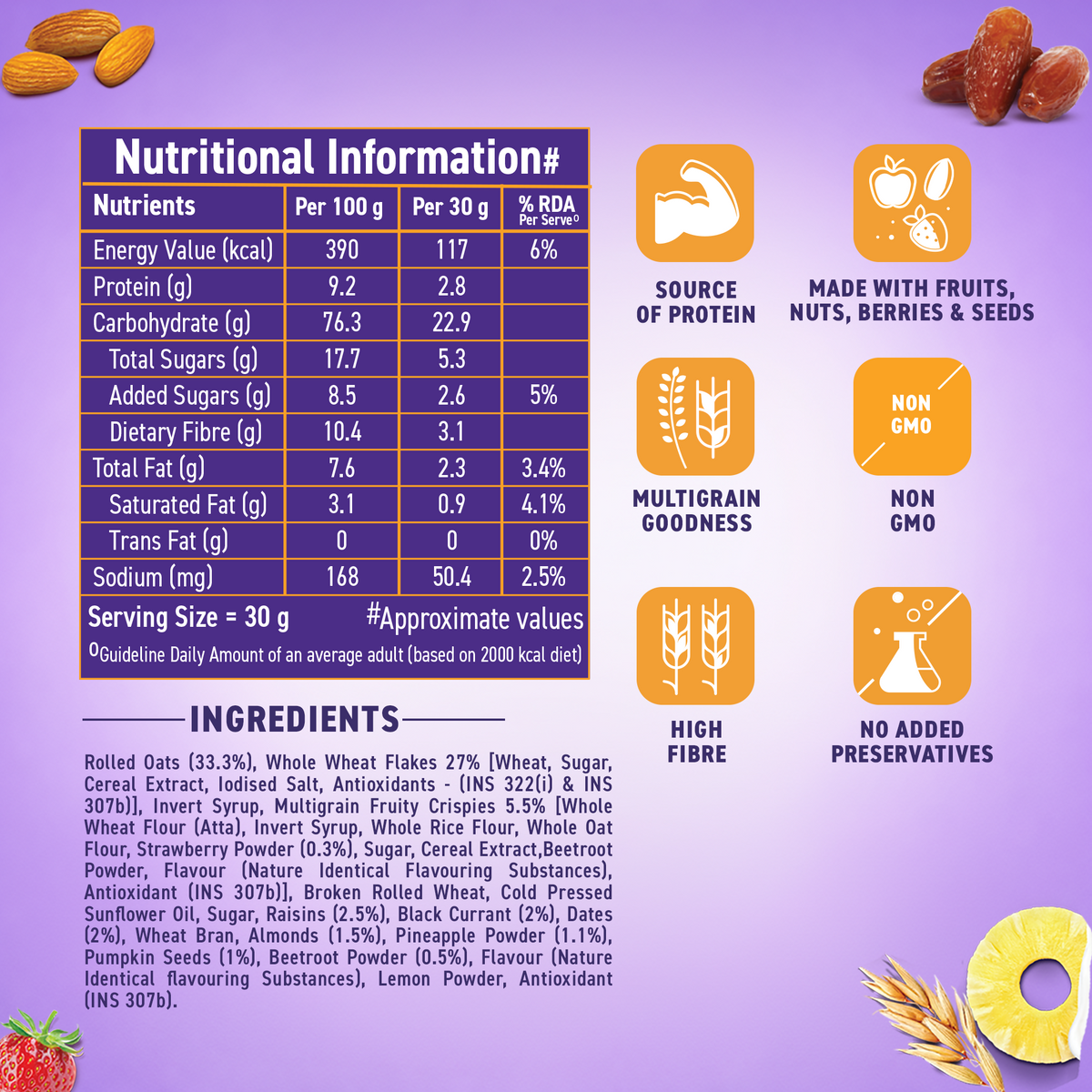 Fruit &amp; Fibre Muesli Mixed Fruit with Almonds &amp; Raisins