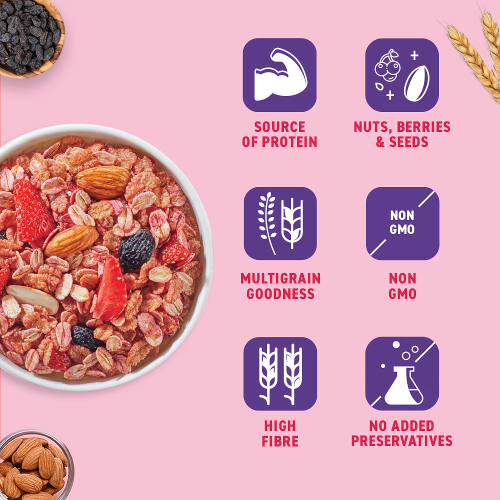 Crunchy Nutty Fruity Muesli - Seeds, Berries