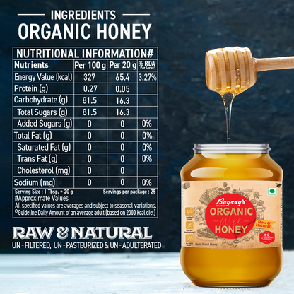 Organic Honey - Raw &amp; Natural, 500g