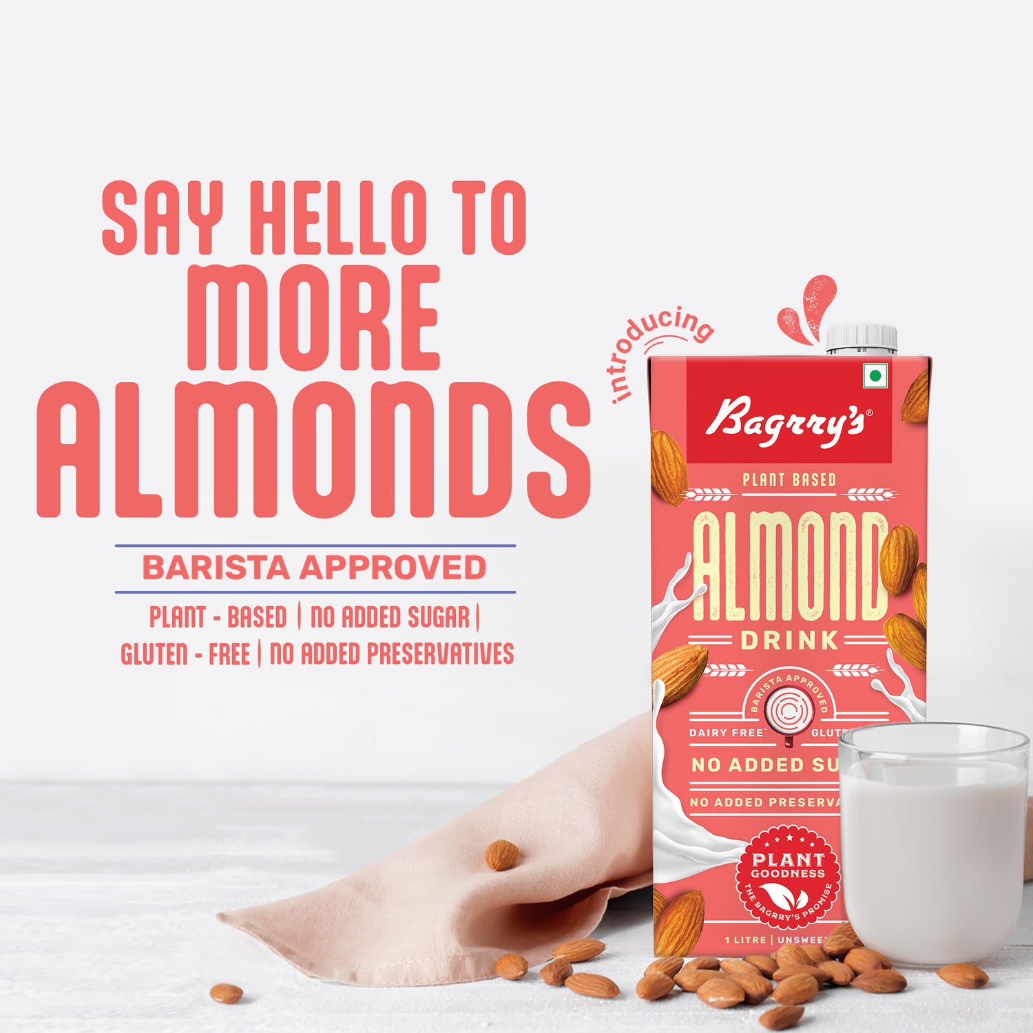 Almond Drink 1L- Plant Based, Gluten Free