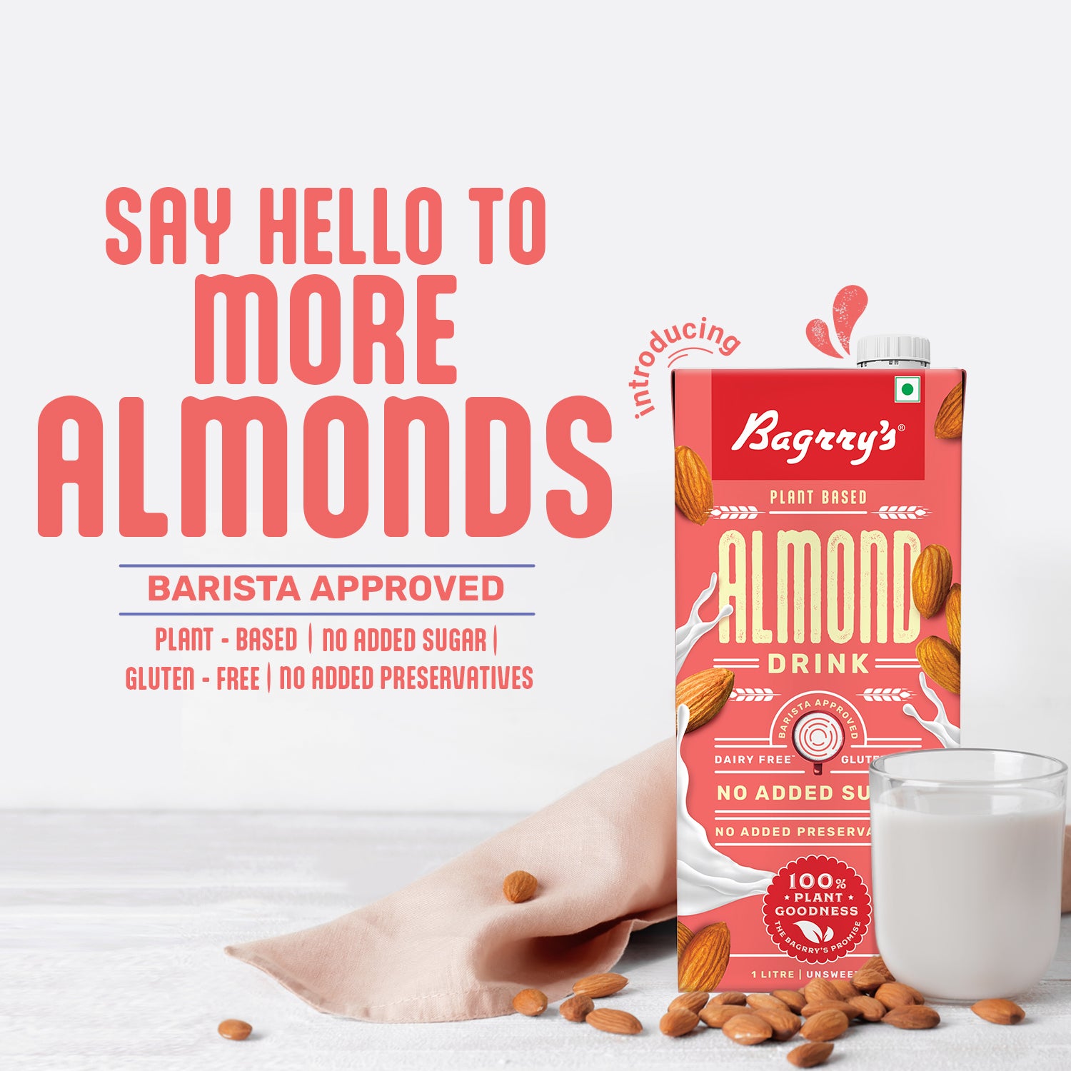 Almond Drink - Plant Based, Gluten Free, 1L