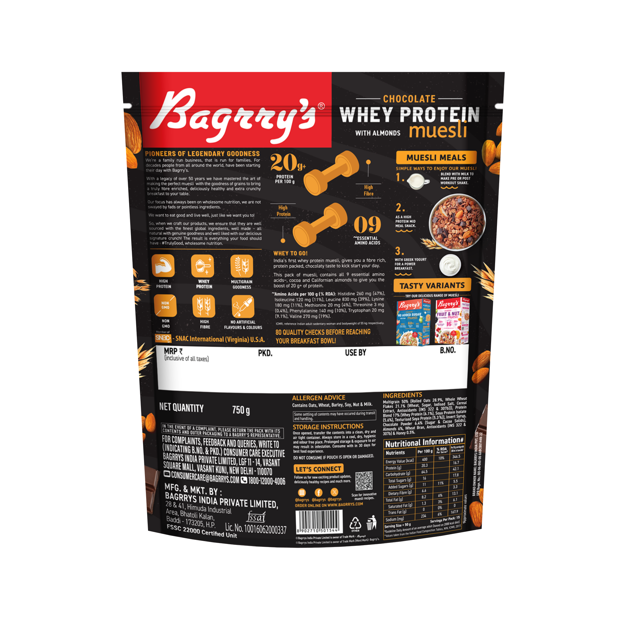 Whey Protein Muesli - Chocolate, Almonds