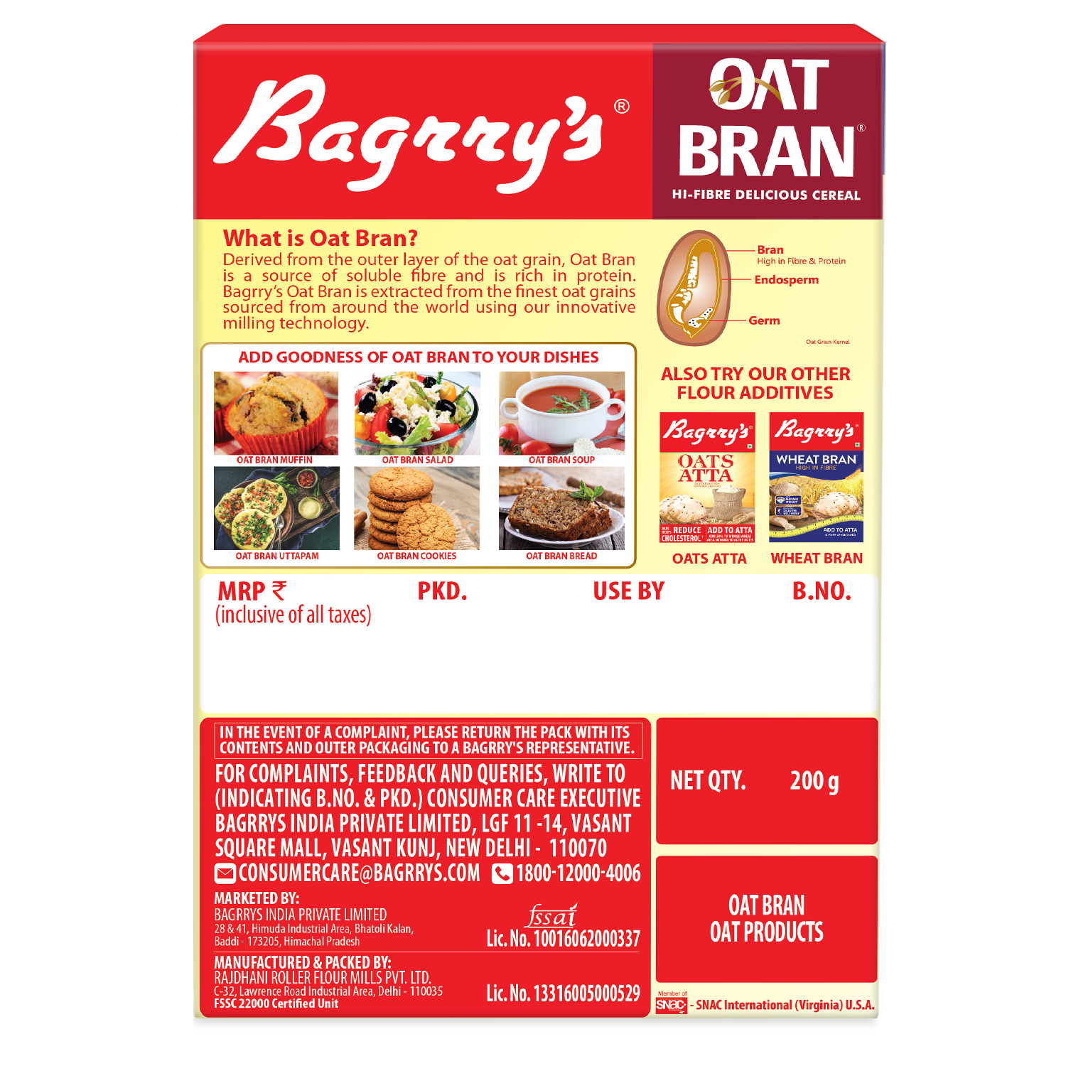 Oat Bran - High Fibre, Helps Manage Weight