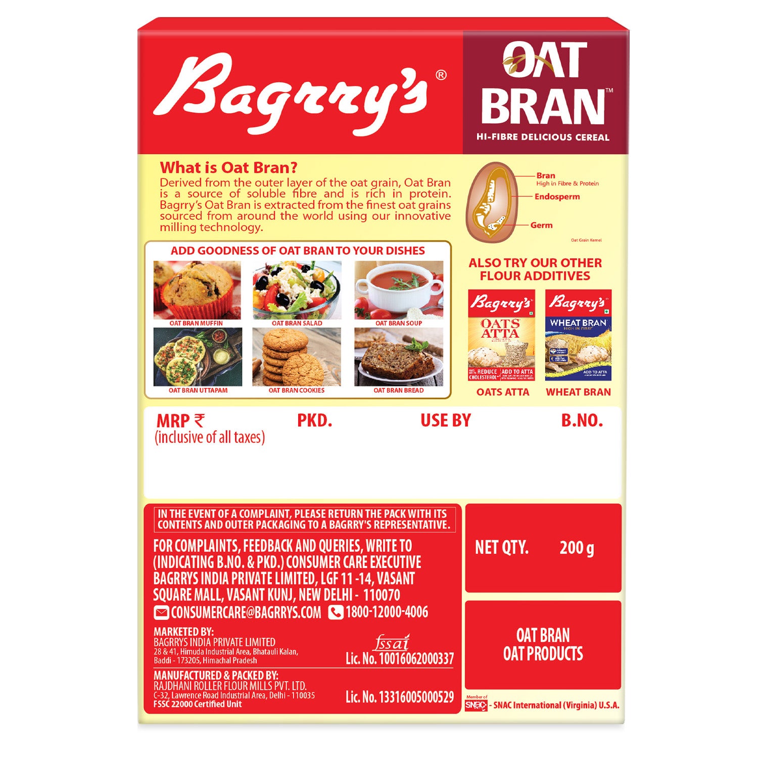 Oat Bran - High Fibre, Helps Manage Weight