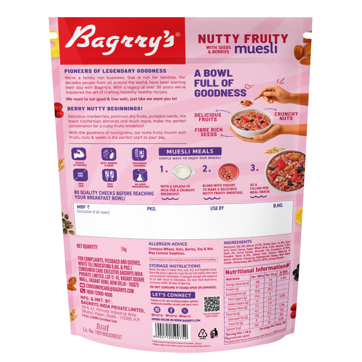 Crunchy Nutty Fruity Muesli - Seeds, Berries