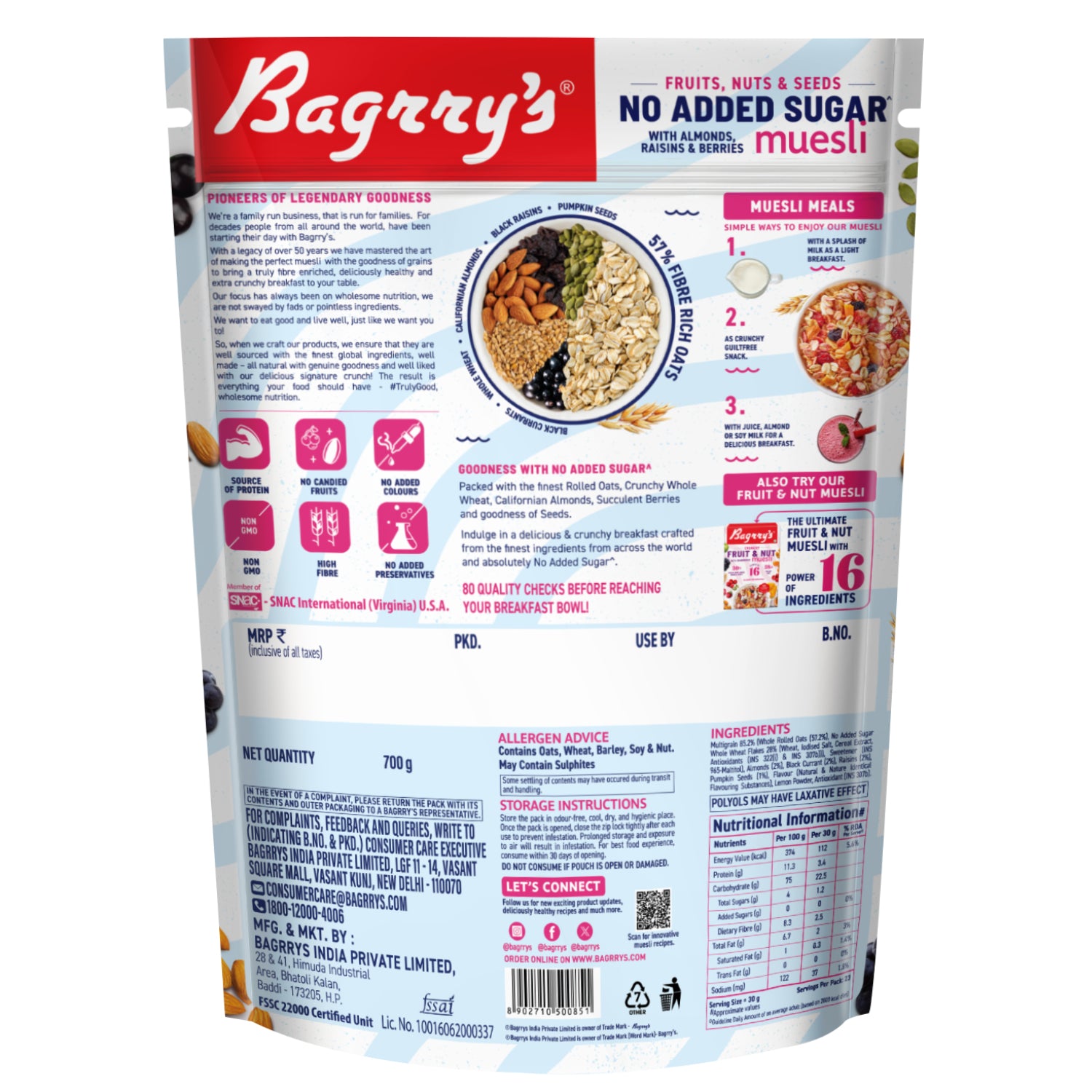 No Added Sugar Muesli- Fruits, Nuts &amp; Seeds