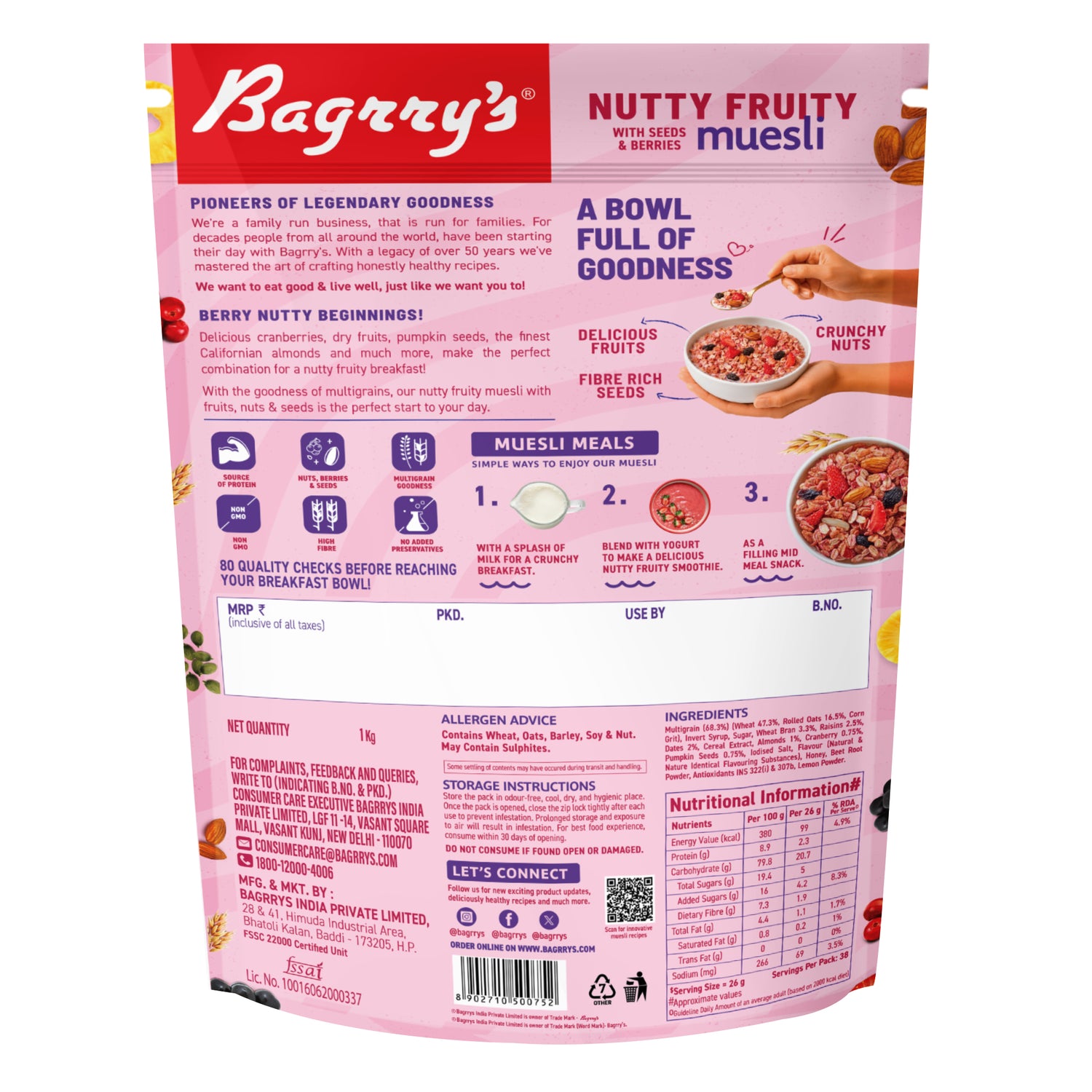 Crunchy Nutty Fruity Muesli - Seeds, Berries