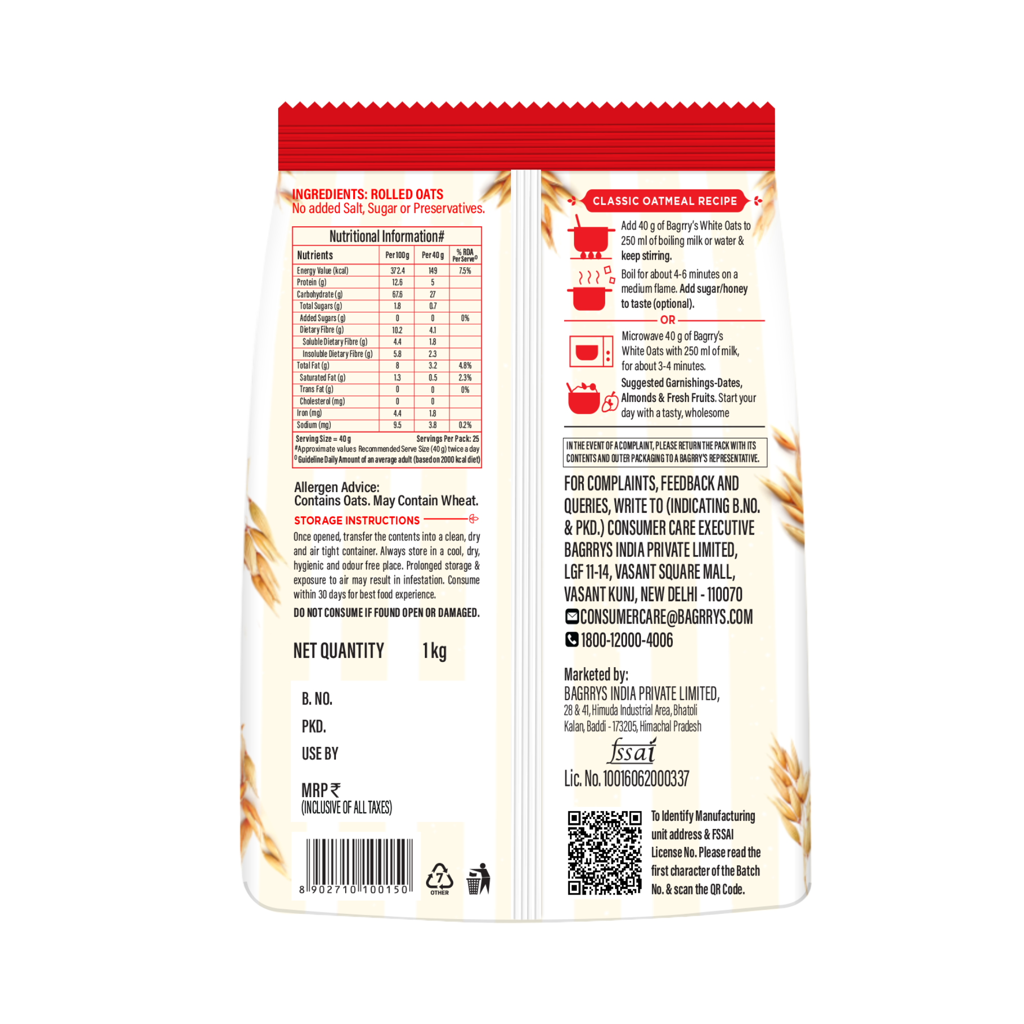 White Oats - Made from Premium Steel Cut Oats