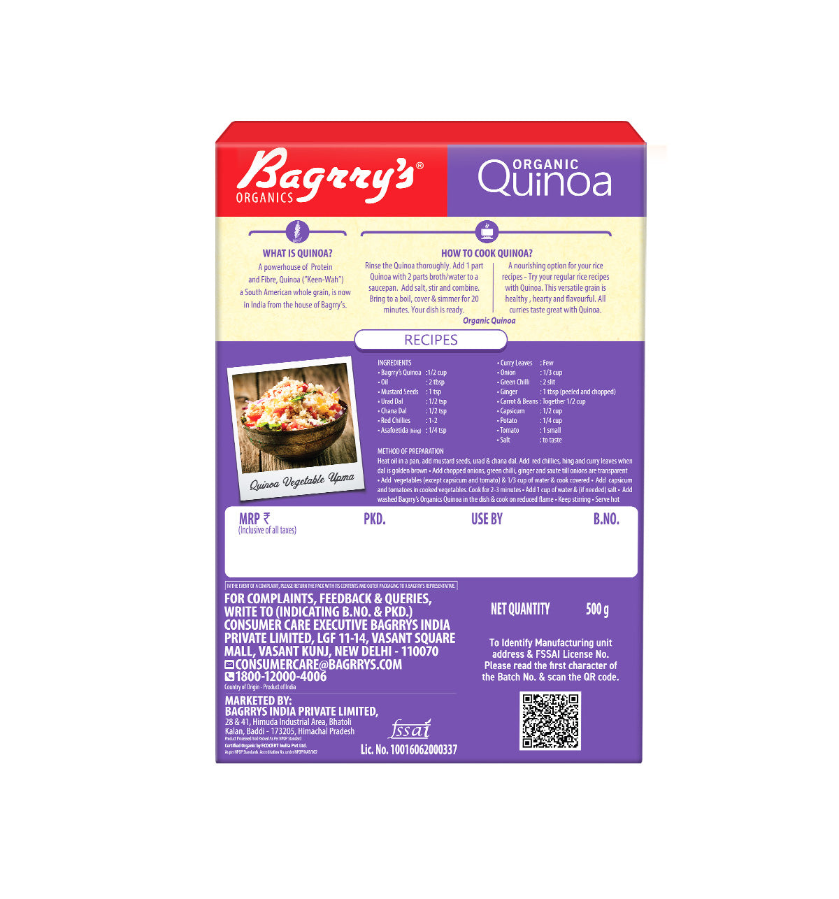 Organic Quinoa - Gluten Free, 500g