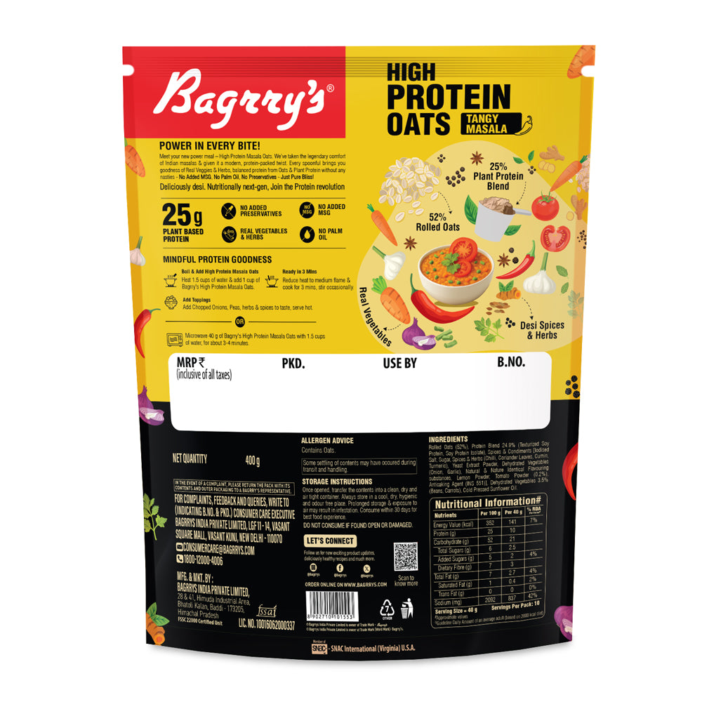 High Protein Oats - Tangy Masala 400g Pouch
