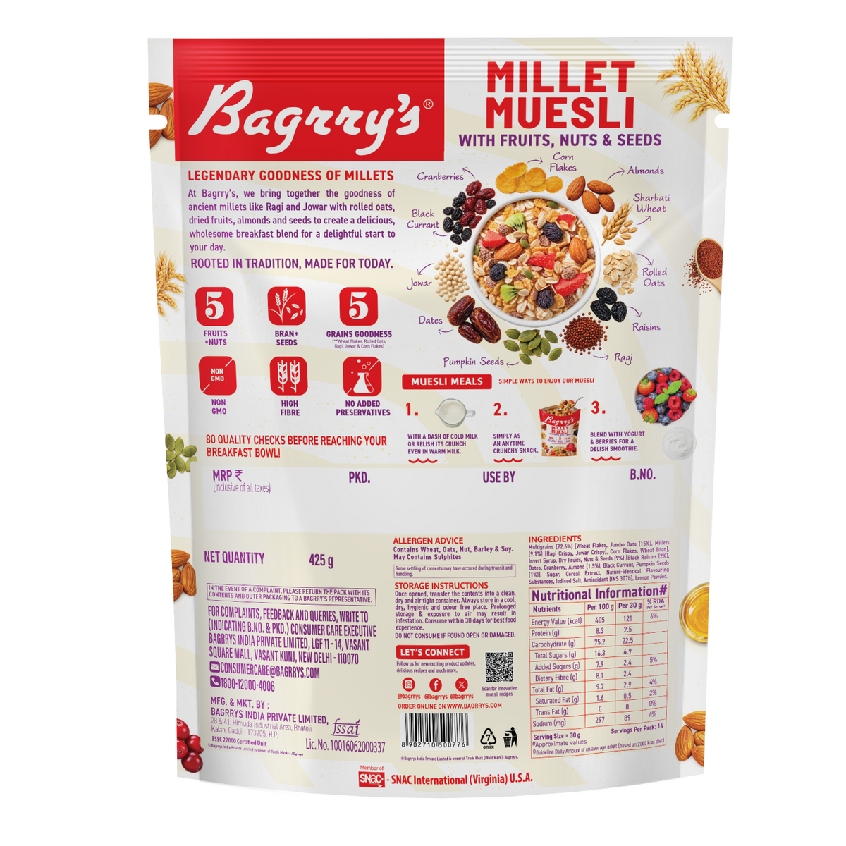 Millet Muesli with Fruits, Nuts &amp; Seeds