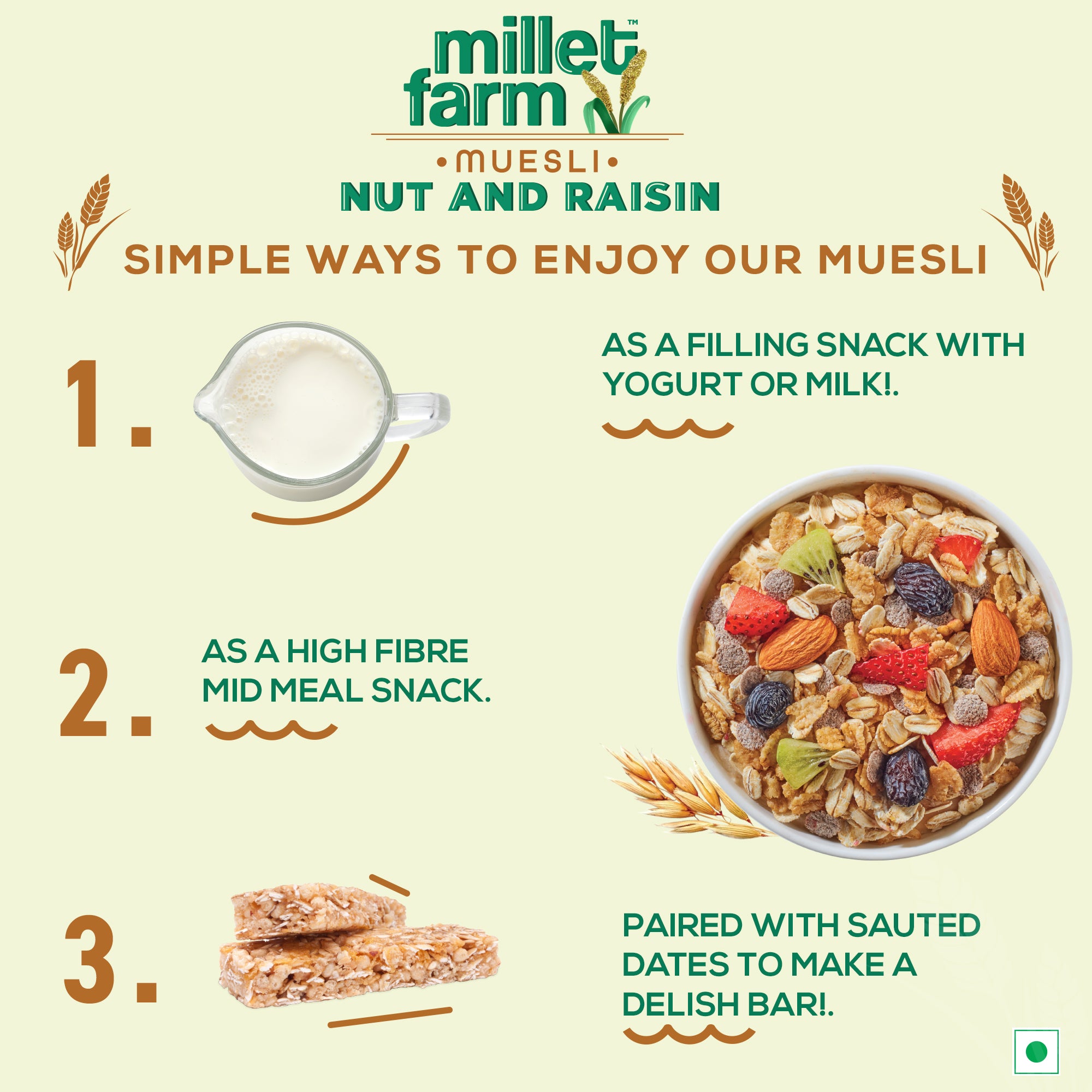 Healthy Crunch Millet Muesli - Almonds, Raisins