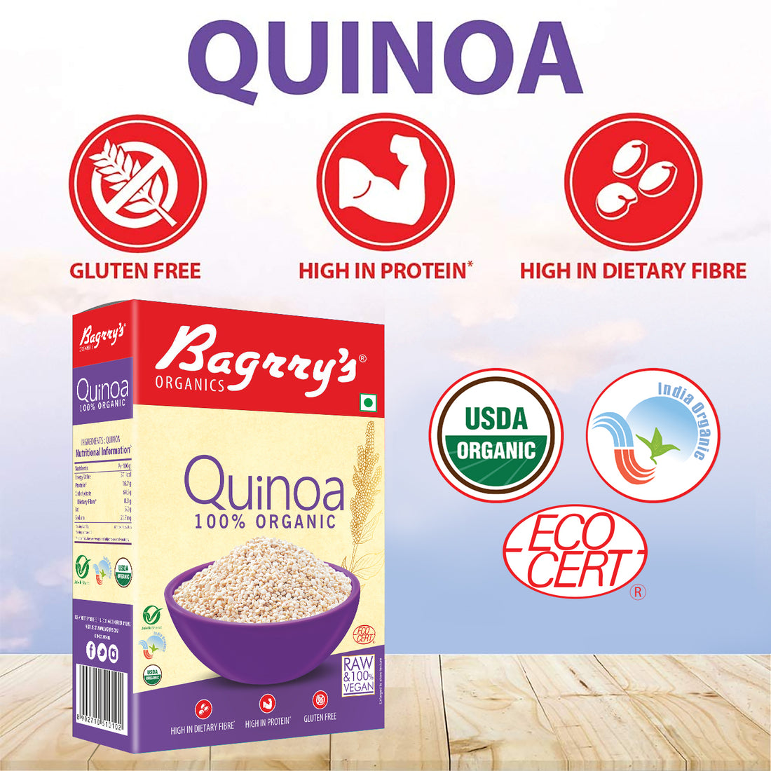 100% Organic Quinoa - Gluten Free, 500g