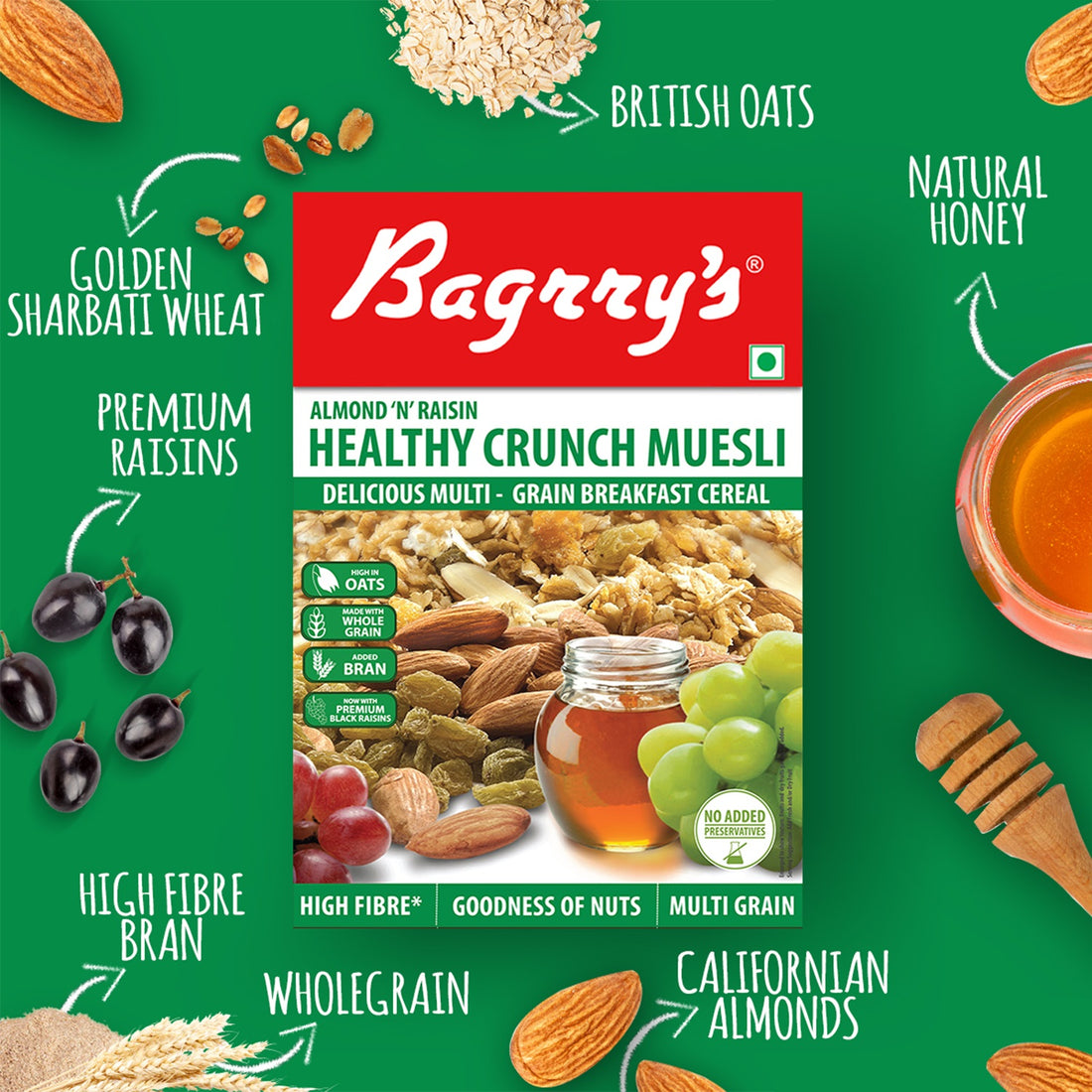 Healthy Crunch Muesli - Almonds, Raisins, 400g