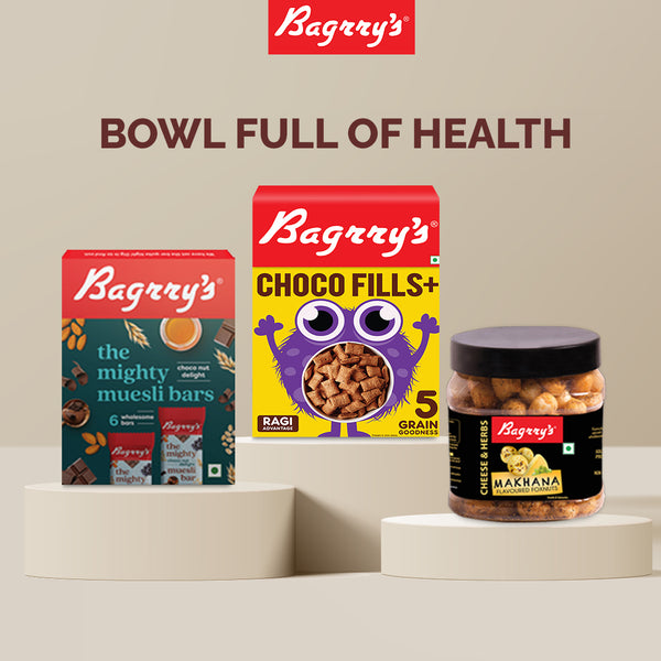 Bagrry's Munchies for Kids Combo (Cheese & Herb Makhana, Choconut Muesli Bar)