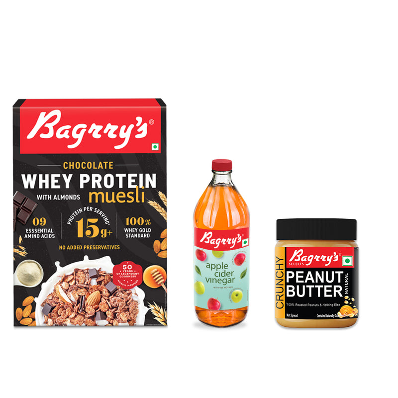 Bagrry's Weight Management Combo (Whey Protein Muesli, Peanut Butter Crunchy, Apple Cider Vinegar)